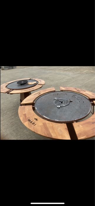 Plita pentru gratar, blat stejar si sort piele inclus septembrie