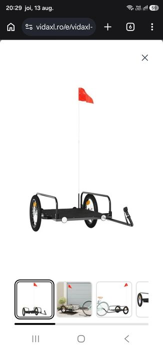Remorcă de bicicletă, negru, 126x63x34 cm, fier