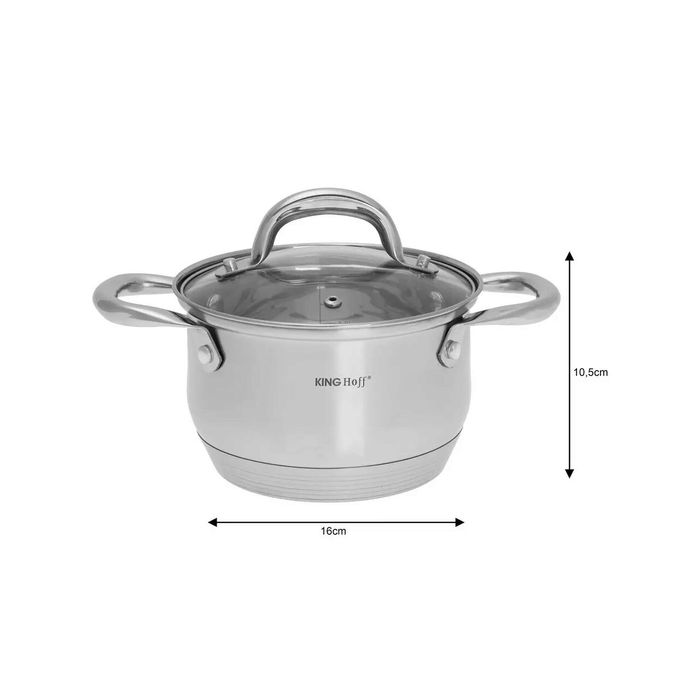 Set de 5 oale cu capac din inox, dimensiuni 16, 16, 18, 20, 24 cm,