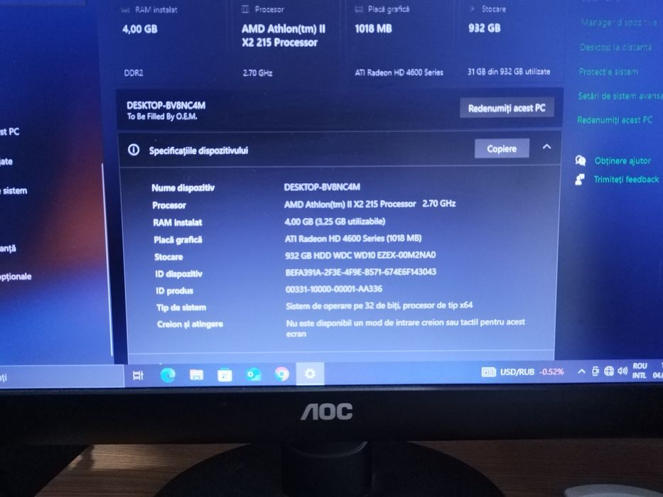 Vând calculator Compaq Presario+ monitor Aoc 17"+ boxe Genius