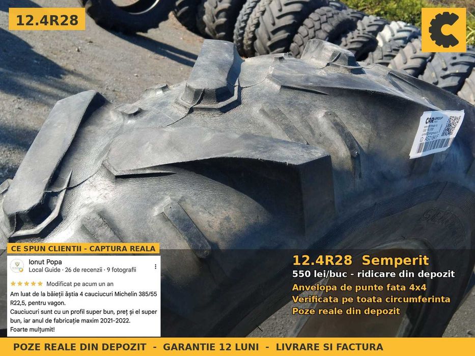 Anvelope Cauciucuri 12.4R28 12.4 R28 320/85R28 12.4-28 12428 Semperit Tractor Punte Fata SH Second Hand STOC REAL Oferta Pret Bun Reducere Livrare