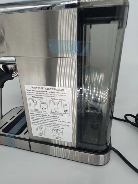 Espressor manual AMZCHEF 20 Bar, LED, 1350W, Inox - Grad E