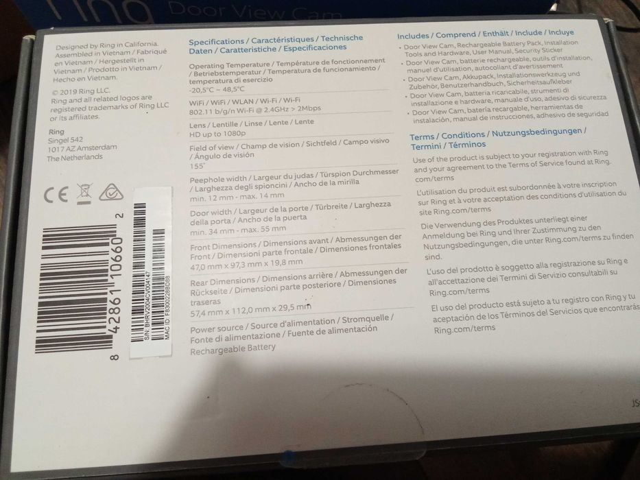 Видео звънец - Ring Peephole Camera + Допълнителна батерия