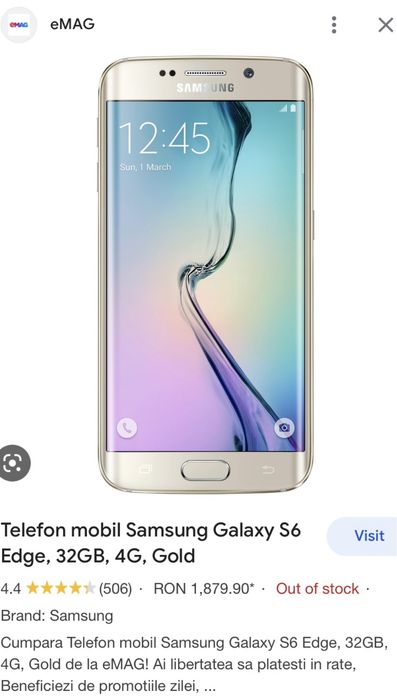 Telefon Samsung Galaxy S 6 Edge - gold line