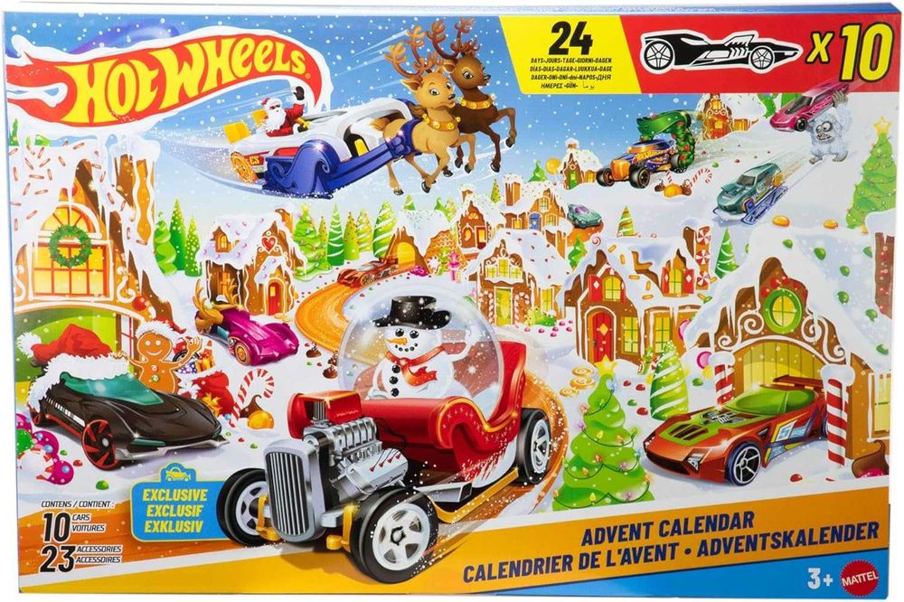Коледен Календар Hot Wheels 10 коли Хот Уилс 14 аксесоара Адвент календар с изненади