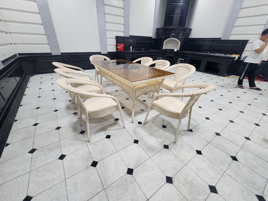 Садовый плетенные Стол стулья Ротанг Rotang 200×90 8 kishilik