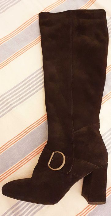 Cizme piele intoarsa negre, marime 39