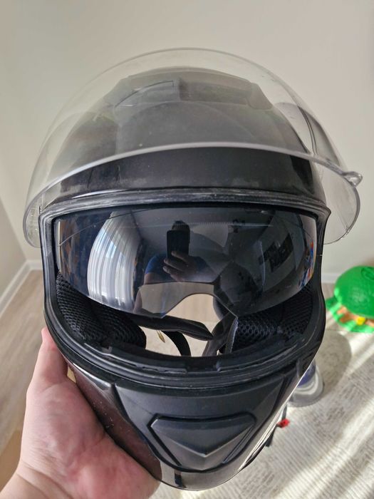 Casca moto/scuter Full face cu viziera, vizieră dublă, protecție UV, L