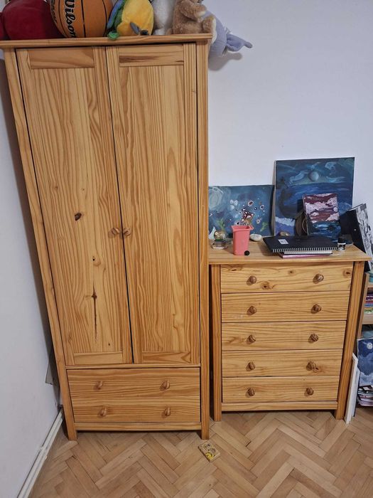 Al doilea set de 3 piese mobilier lemn masiv (pin)