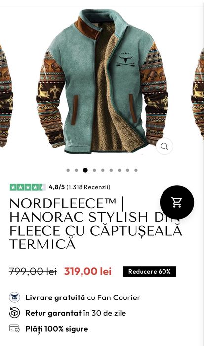 Hanorac  stylish din flecce cu căptușeală termică