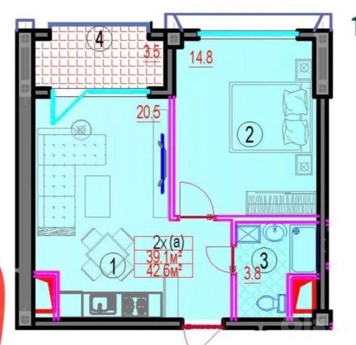 Bobur Residence 43м2 коробка срочно