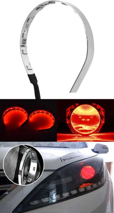 Set 2 Benzi LED Banda RGB Lupe Devil Demon Eyes, cu Aplicatie Bluetoot