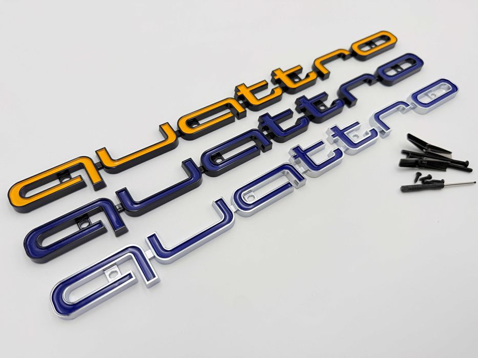 Emblema Compatibila Audi QUATTRO crom/albastru grila
