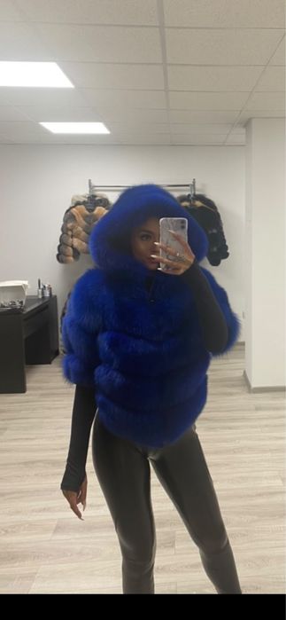 Geaca de blana naturala cu gluga