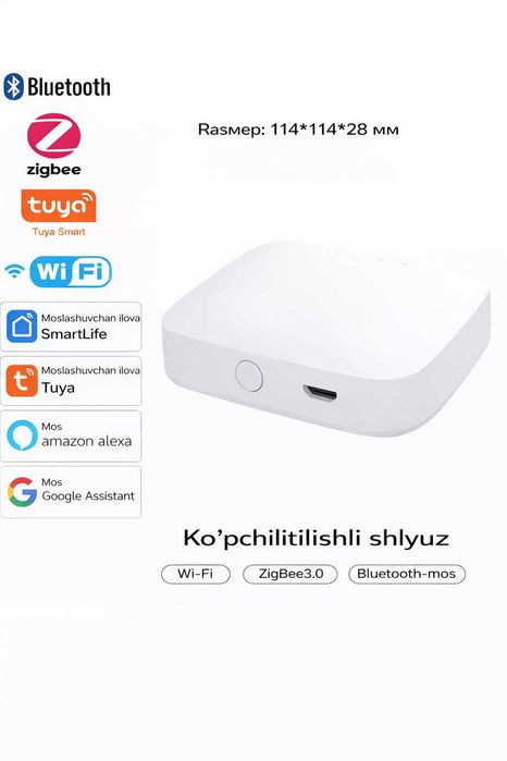 Шлюз умного дома Wi-Fi/Bluetooth/ZigBee для Яндекс, Tuya, SmartLife