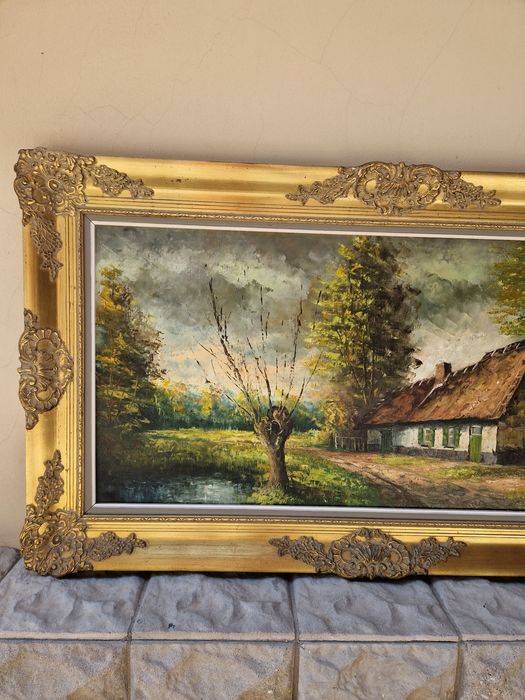 Уникална антикварна авторска холандска картина масло върху платно