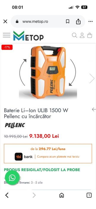 Vand suflanta frunze electrica pe baterie