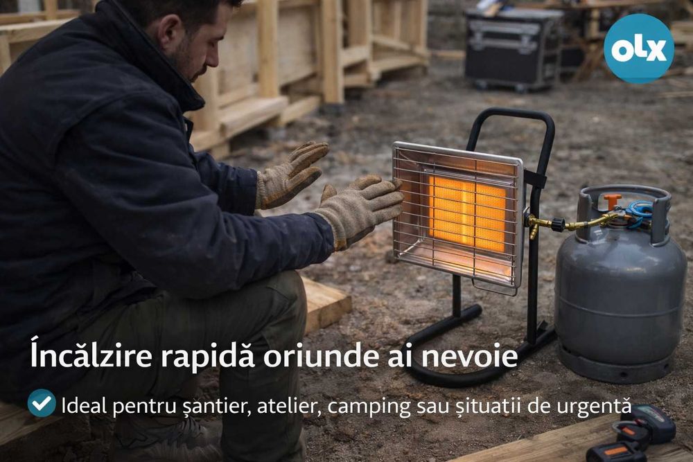 Incalzitor Ceramic pe Gaz 3500W cu Suport Metalic