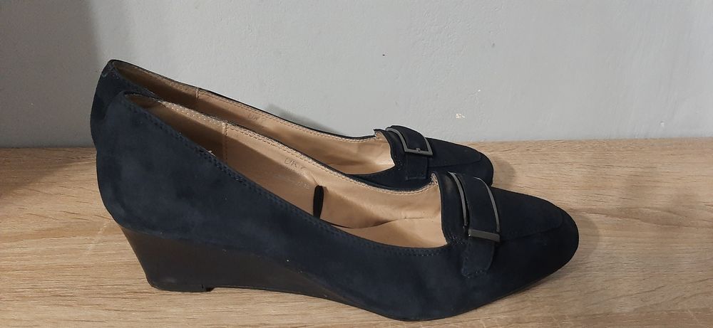 Дамски обувки 41 номер елегантни тъмно син естествен велур