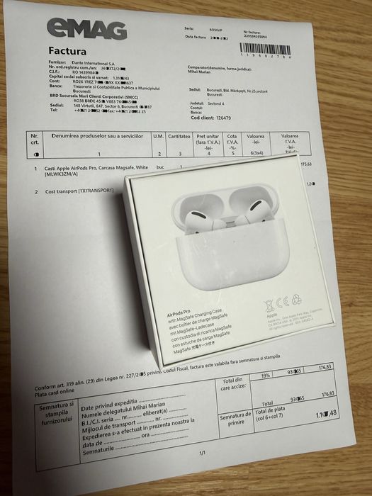 Casti AirPods Pro 1 originale Apple