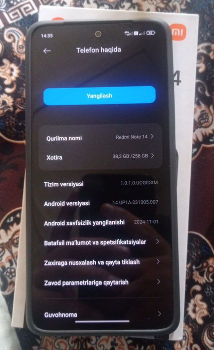 Redmi note 14  256xotira