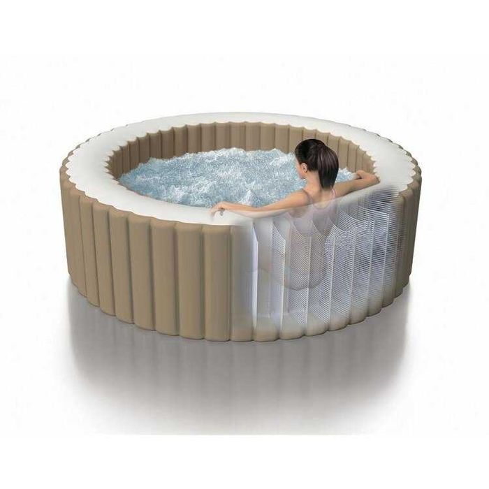 Jacuzzi gonflabil PureSpa Deluxe Bubble Intex 28426EX, 196x196xH71cm, Sahara, PVC, 4 locuri - RESIGILAT