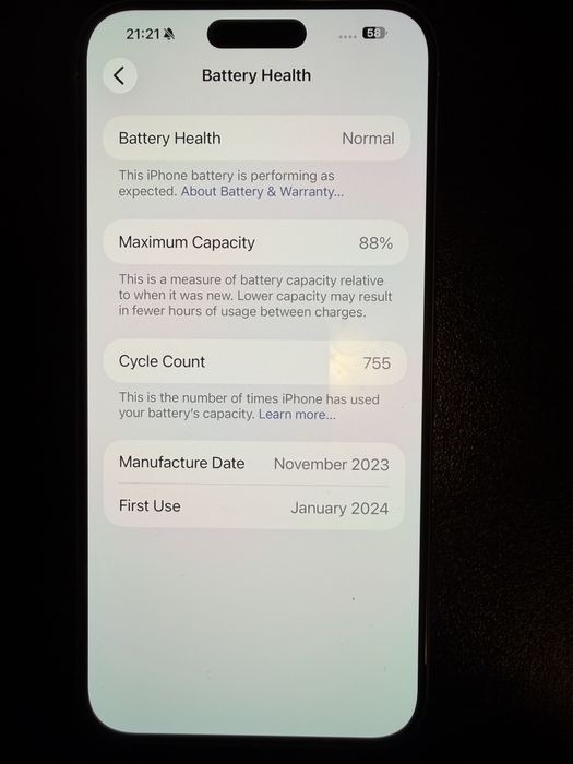 iPhone 15 Pro Max White 256 GB 88% Battery Health