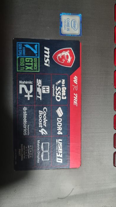 Продаю ноутбук MSI GV 72 7RE