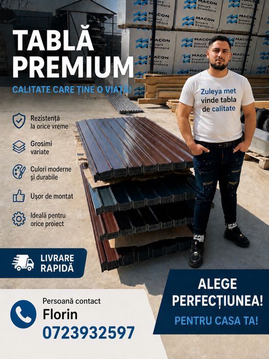 Tablă cutată metalică, rezistentă și durabilă. Prețul începe dela 20 lei bucata  Perfectă pentru garduri și construcții.