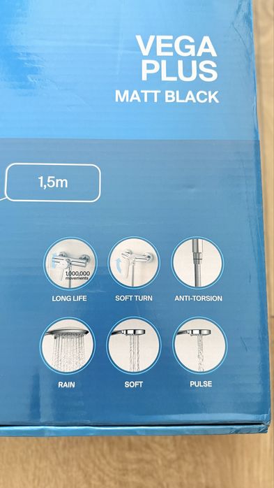 Sistem de duș (coloană) Roca Vega Plus A5A9A6ENB0, aparent, 250 mm, 1 funcție, mat, Negru