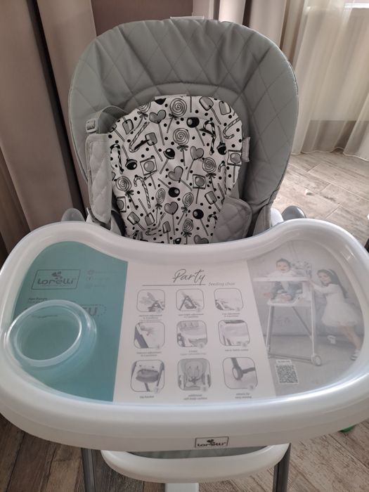Столче за хранене Lorelli - Party, Cool Grey Leather