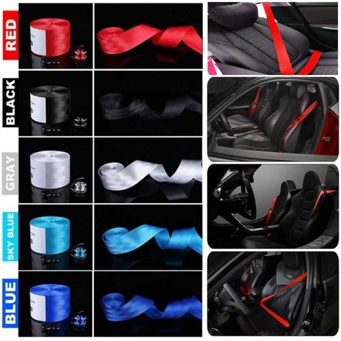 Универсални цветни ленти за предпазни колани 3.6 метра - 5 цвята.