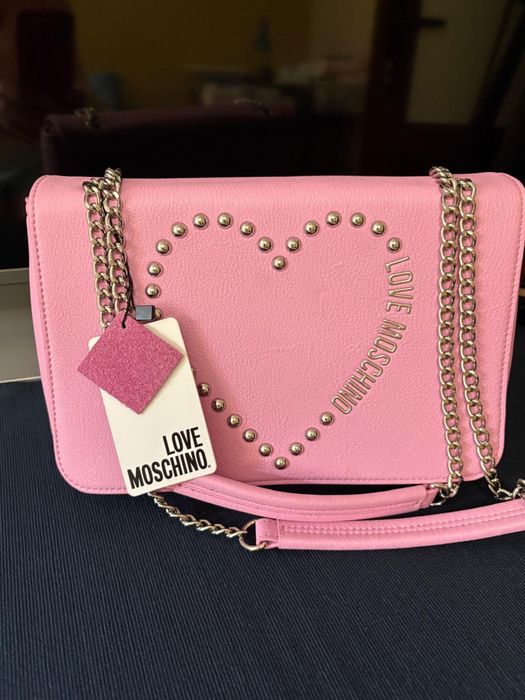Love Moschino   Editie Limitata ,Damă Geantă de umăr ,Noua Roz cu logo inimă ,din piele