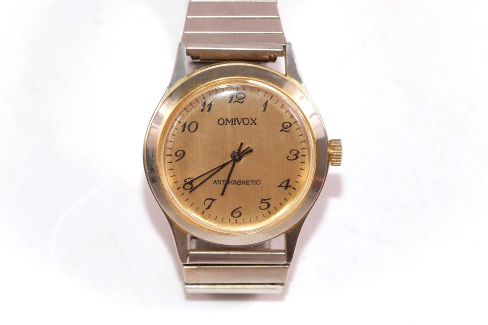 Ceas mecanic elvetian OMIVOX antimagnetic, inox, geam cristal, NOU