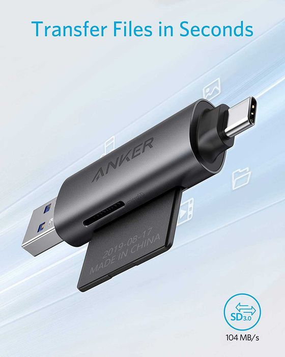 Anker PowerExpand 2-in-1 Memory Card Reader USB-C+USB 3.0 четец карти