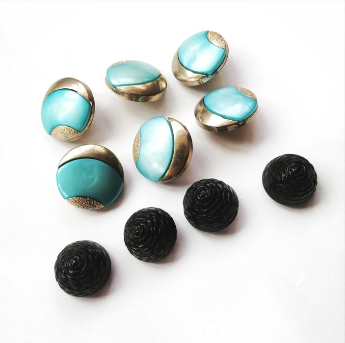 Lot doua seturi nasturi retro vintage fashion design turcoaz gold dama