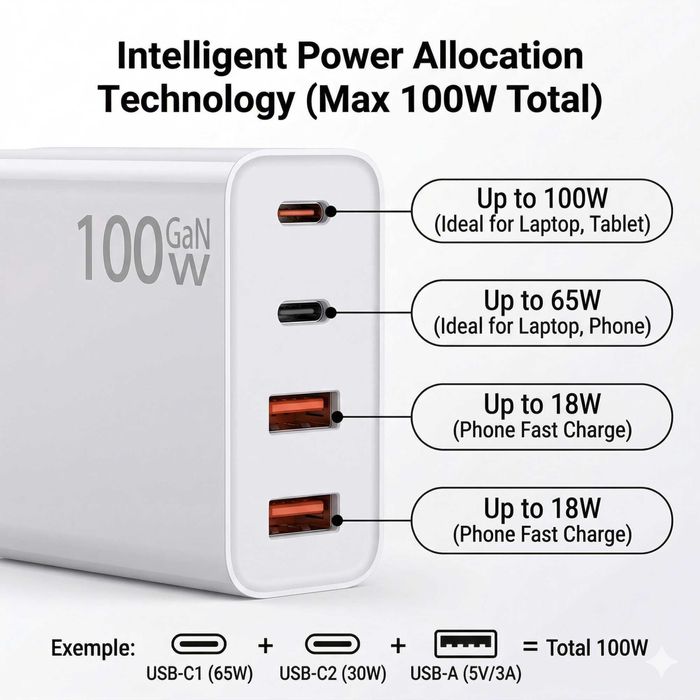 Încărcător GaN 100W Wyred by Monga Power 100CA1 Cablu Premium 100W 2m