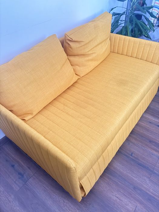 Canapea extensibilă galben muștar, 2 locuri