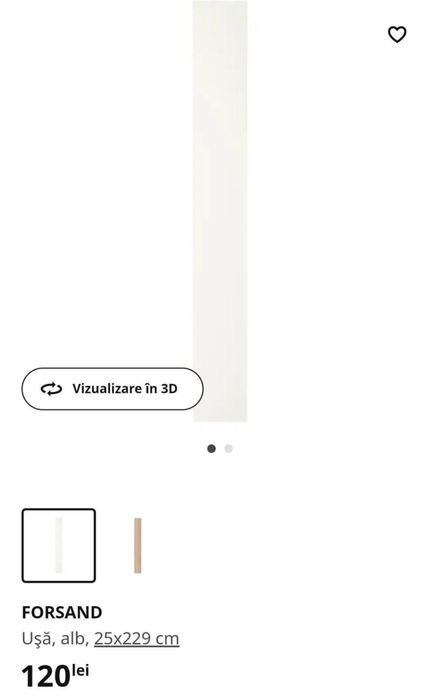 Ușa nouă Pax Ikea 25 cm Forsand + balamale