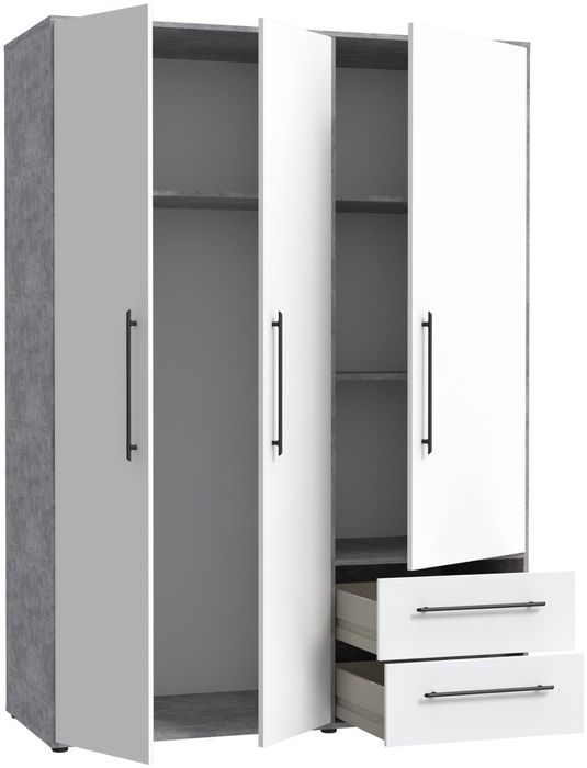 Dulap cu trei usi , Alb-Gri 144.4 cm latime