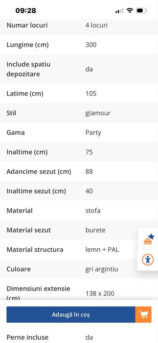 Canapea extensibila cu lada pentru depozitare