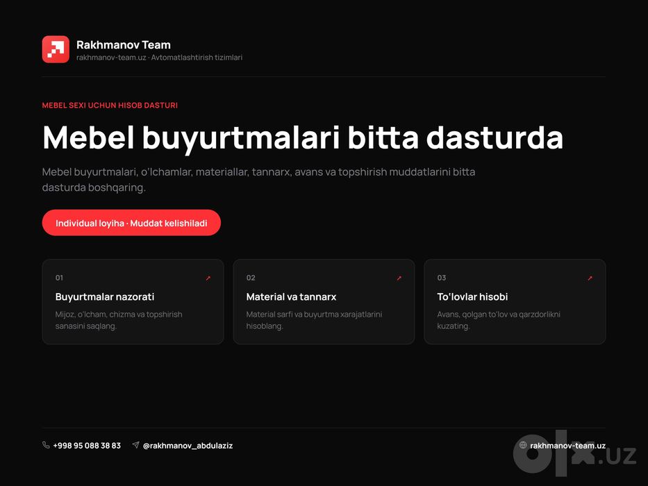 Mebel sexi dasturi | Программа для мебельного цеха