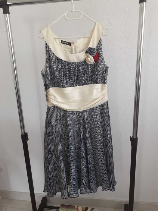 Rochie vara, bleumarin/crem