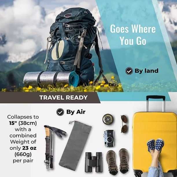 Щеки за трекинг Forest tales от алуминий с коркова дръжка