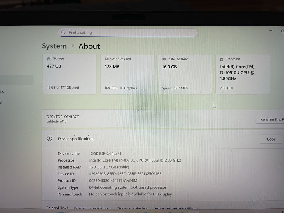 Laptop Dell Latitude 7410 procesor i7  gen 10