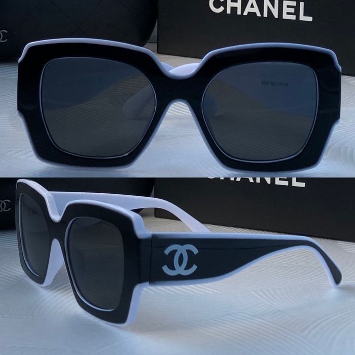 Дамски слънчеви очила елипса овални черно и бяло