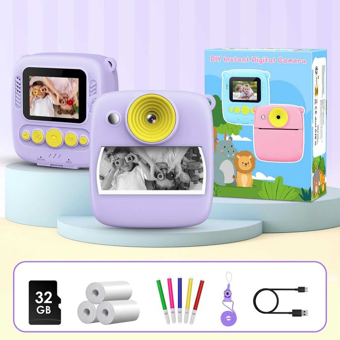Детски фотоапарат с принтер за моментални снимки Gofunly