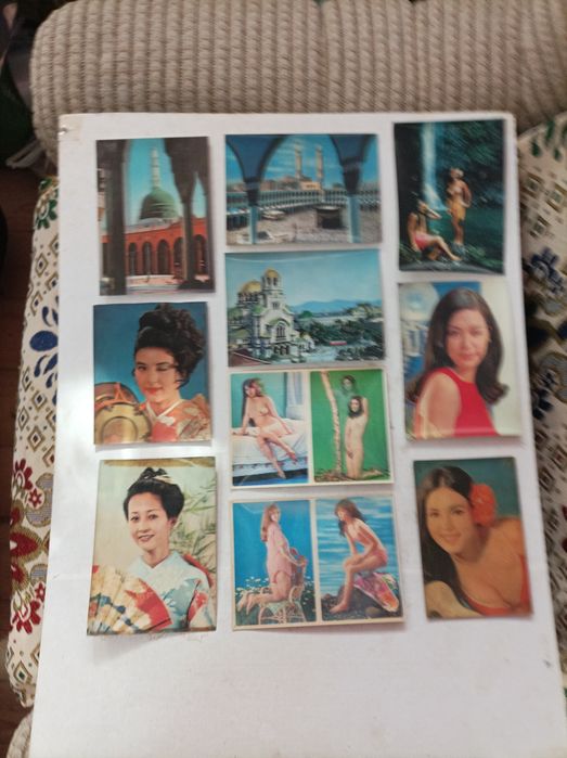 Lot calendare vechi anii '70-'80 și Joc Domino - Vederi cu actori și 3D