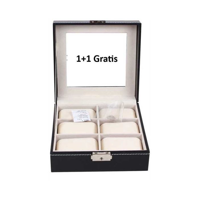Pachet 1+1 Cutii depozitare 6 ceasuri Piele Eco patrata