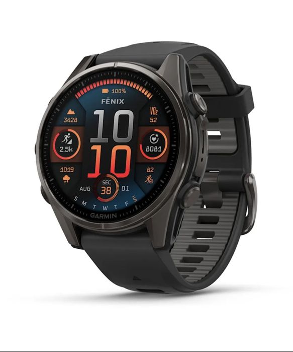 Garmin fēnix 8 – 43 mm
Sapphire, Carbon Gray DLC Titanium wit